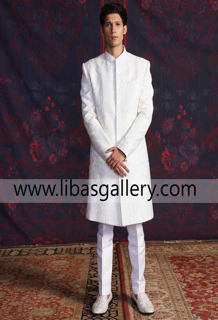 ivory sherwani embroidered collection RAPHAEL for gents custom made for mehndi barat day uk usa canada ivory sherwani embroidered collection RAPHAEL for gents custom made for mehndi barat day uk usa canada