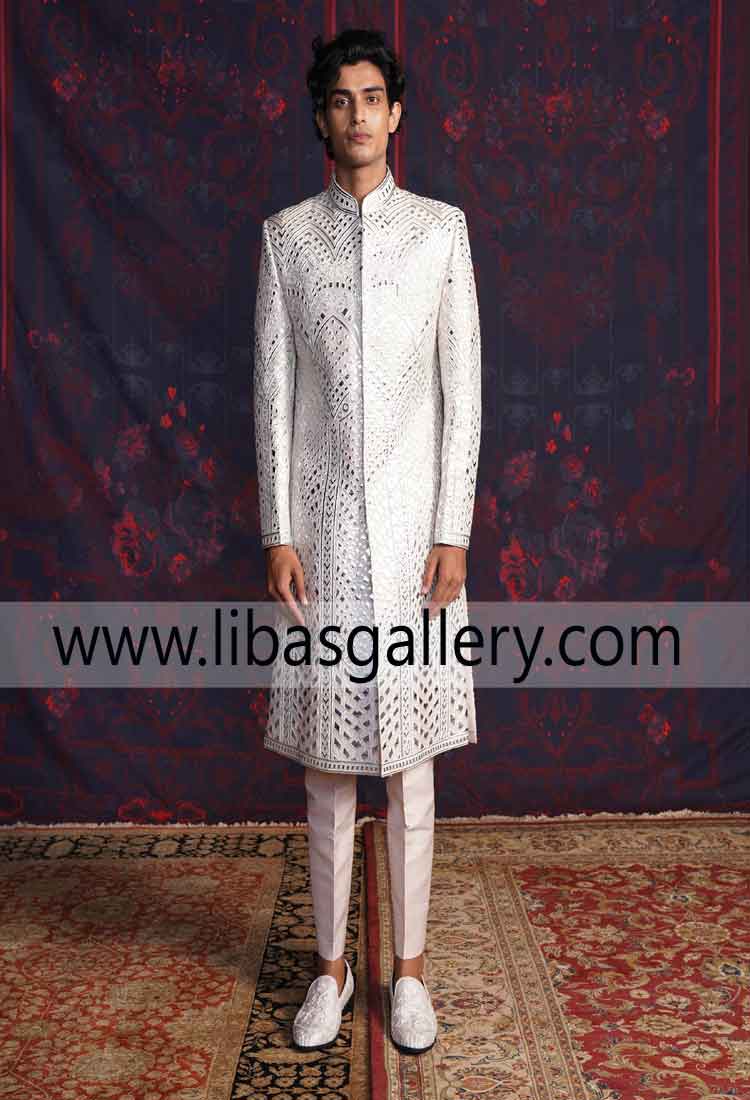 pale pink sherwani with foil detailing for groom nikah barat happy moments buy online summer season sherwani uk usa canada