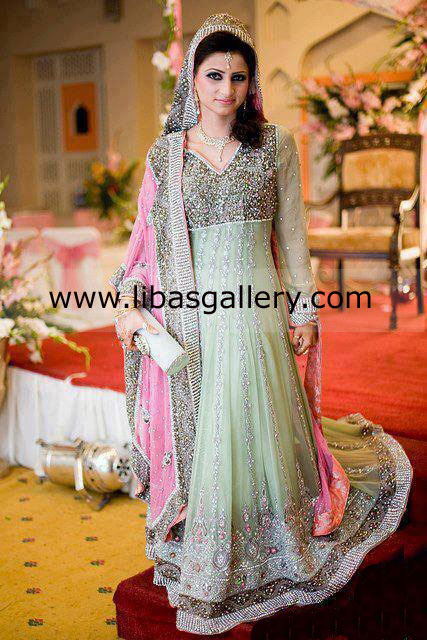 mint green pakistani bridal dresses