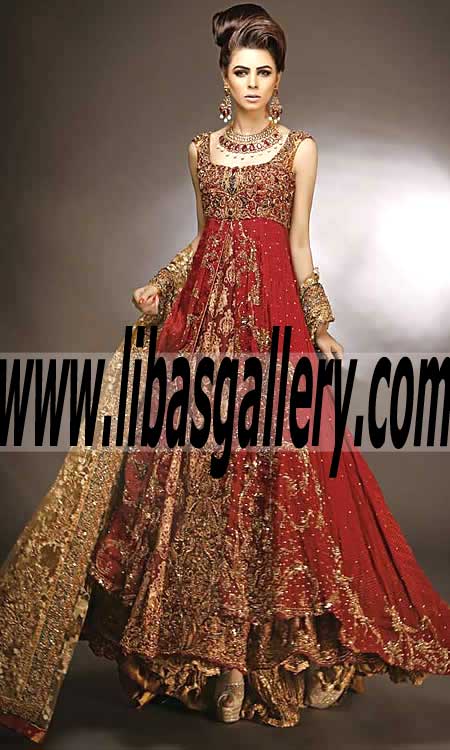 Designer Nilofar Shahid Unique Special Occasions Dresses - Anarkali Bridal Dresses - Anarkali Dresses - Pakitani Wedding Lehenga Dresses - Anarkali with Lehenga Hamtramck Michigan US