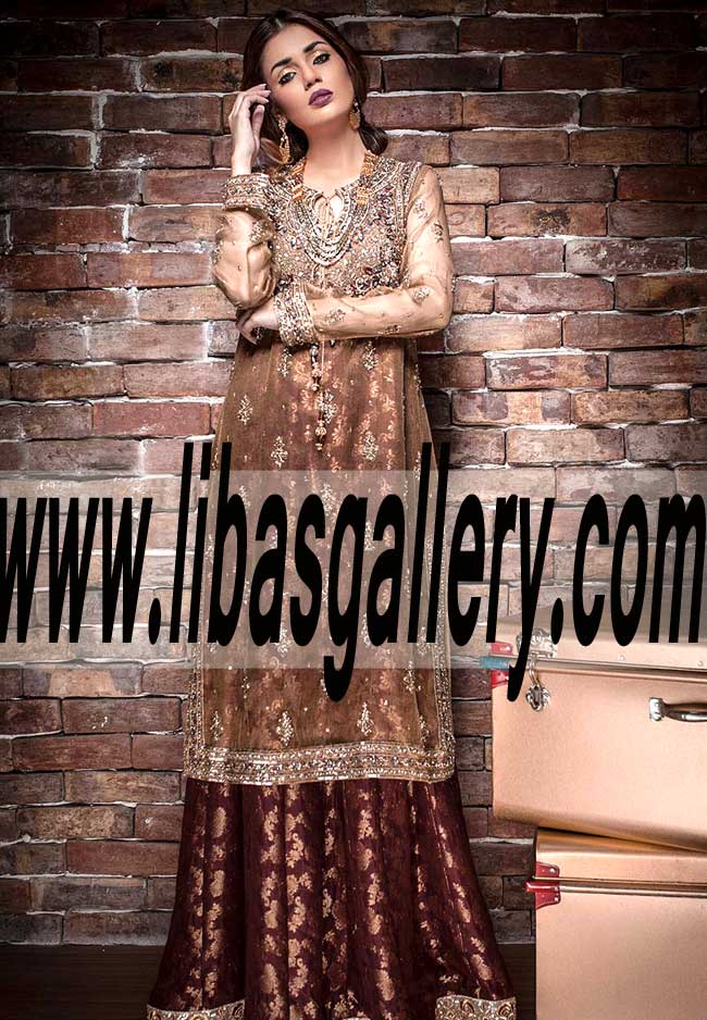 Pakistani Embroidered Designer Dresses Lillestrom Norway Umsha by Uzma Babar Lavish Special Occasion Dress For Wedding And Formal Events