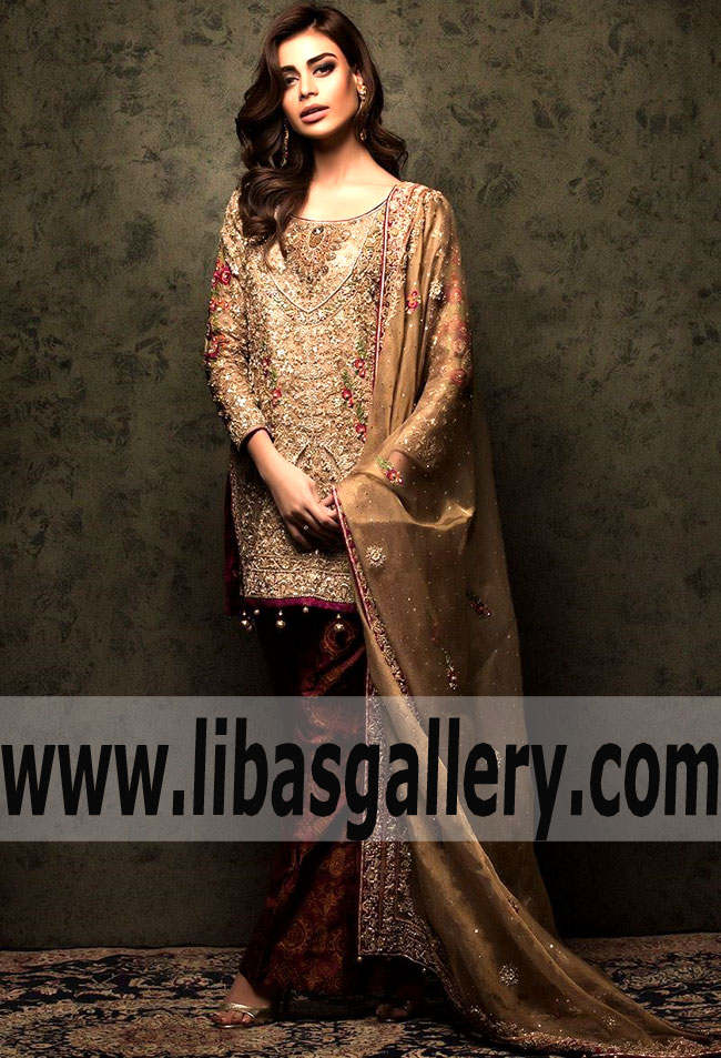 golden party dresses pakistani