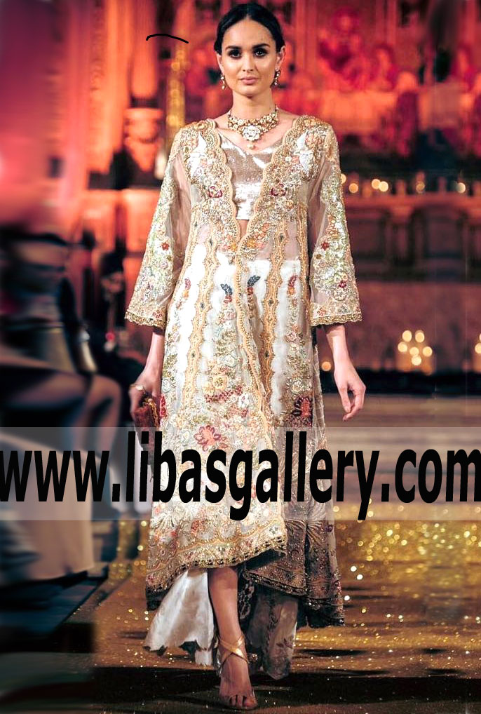 2018 Newest Fashion Bridal Wear - High Low Hem Gown | Tena Durrani Bridal Wear Rouge Affair | Bridal Gown Bridal Week London UK