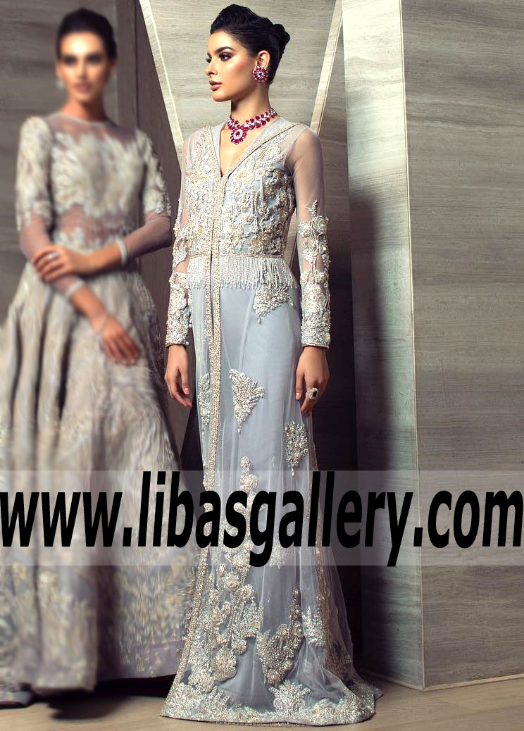 Faraz Manan Heavy Embellished Gown Ideal for Wedding and Special Occasion Heavy Embellished Gowns Dresses Online California CA USA