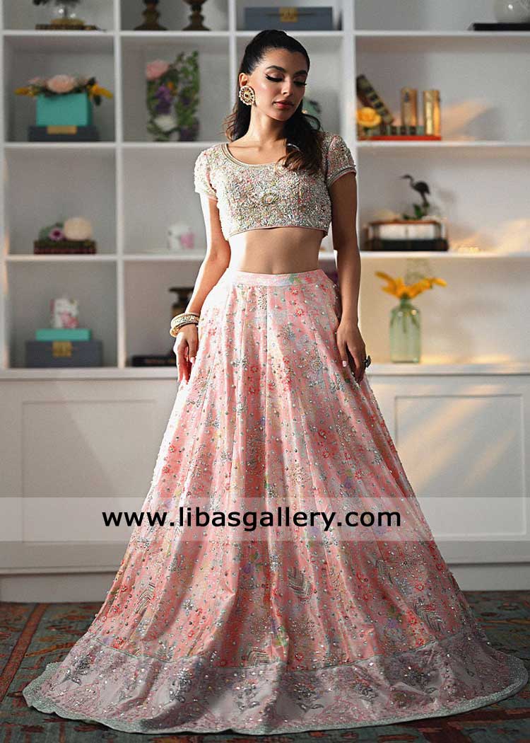Wear lehenga choli tea pink on your special day in dubai with dupatta Wear lehenga choli tea pink on your special day in dubai with dupatta