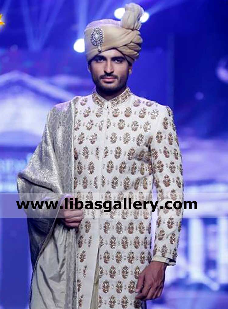 light shade turban for young energetic desi dulha bhai ready for nikah rukhsati event in sherwani and turban with shamla london birmingham uk