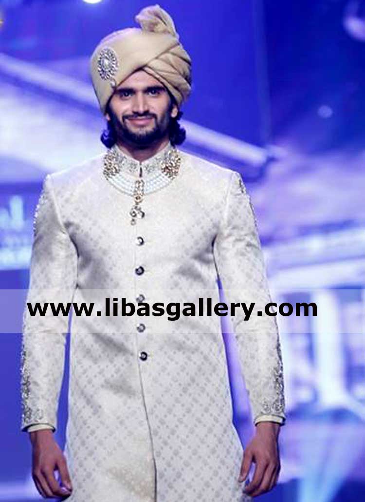 long hair smart groom in pretied golden wedding turban for nikah barat time  brooch available on request to apply uk usa canada-Shop Pakistani Indian  Bridal Wear online Bridal outfits Retail Store Wedding