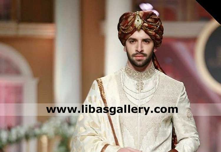 Beautiful groom wedding turban in jamawar banarsi fabric with long and short tail features pretied custom made pagri nikah shadi taiwan china hong kong Beautiful groom wedding turban in jamawar banarsi fabric with long and short tail features pretied custom made pagri nikah shadi taiwan china hong kong