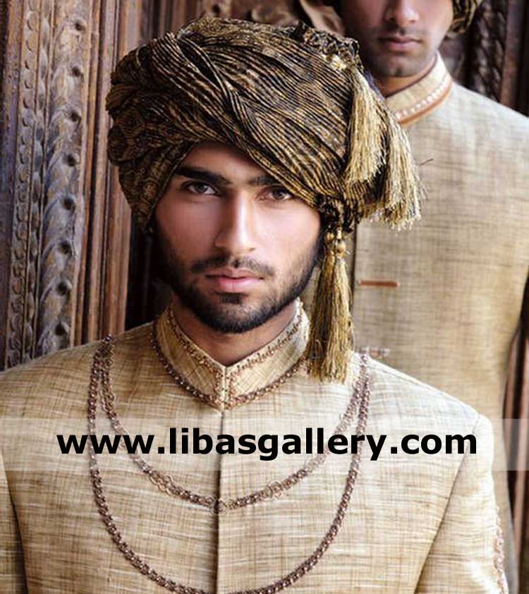 printed fabric pretied wedding turban for groom with gold resham thread tussle best for nikah barat moments fast delivery europe asia south africa printed fabric pretied wedding turban for groom with gold resham thread tussle best for nikah barat moments fast delivery europe asia south africa