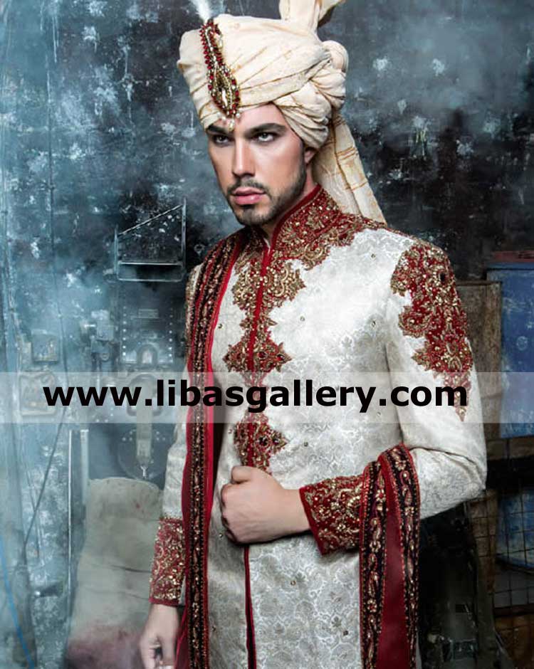 Sultan style jamawar champagne groom wedding turban pay us by paypal and credit card master visa to buy article for delivery uk usa canada