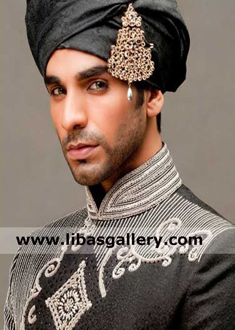 black wedding turban pretiedmade on cap with jewelry pc in jamawar fabric without tail order online kuwait oman uae kuwait black wedding turban pretiedmade on cap with jewelry pc in jamawar fabric without tail order online kuwait oman uae kuwait