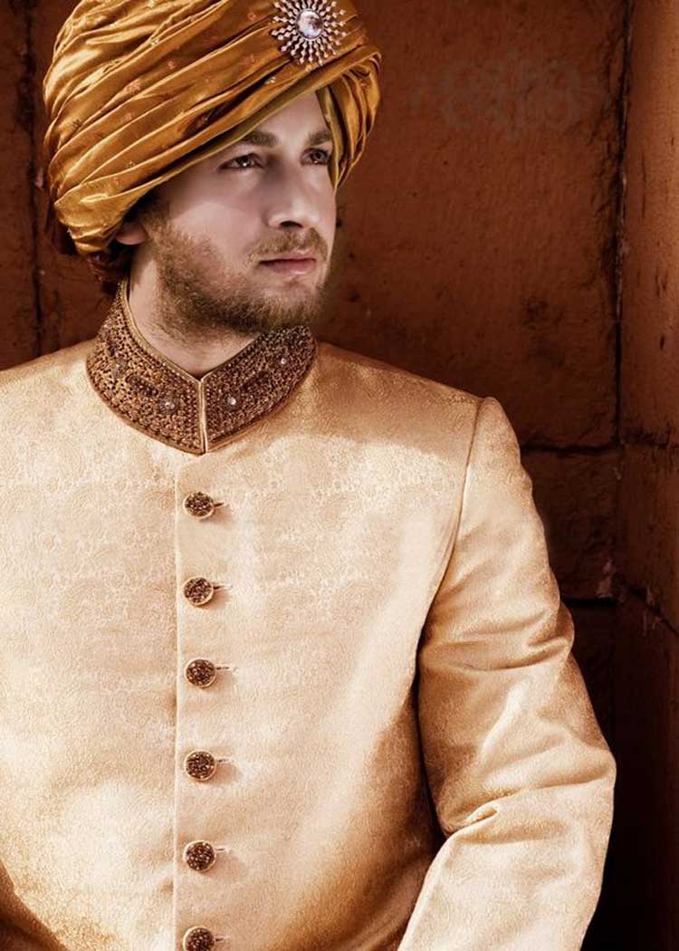 pretied golden turban for groom wedding in jamawar buy love marriage pagri for shadi nikah france germany sweden