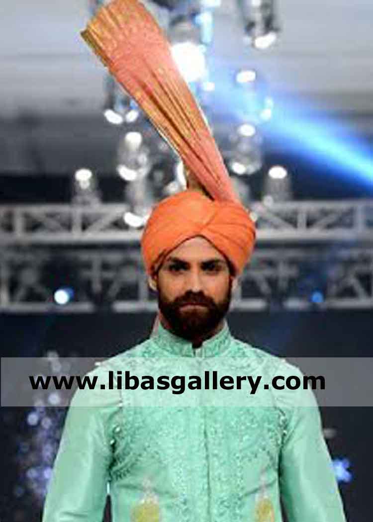 wedding turban long fan punjabi style complete package for groom UK USA