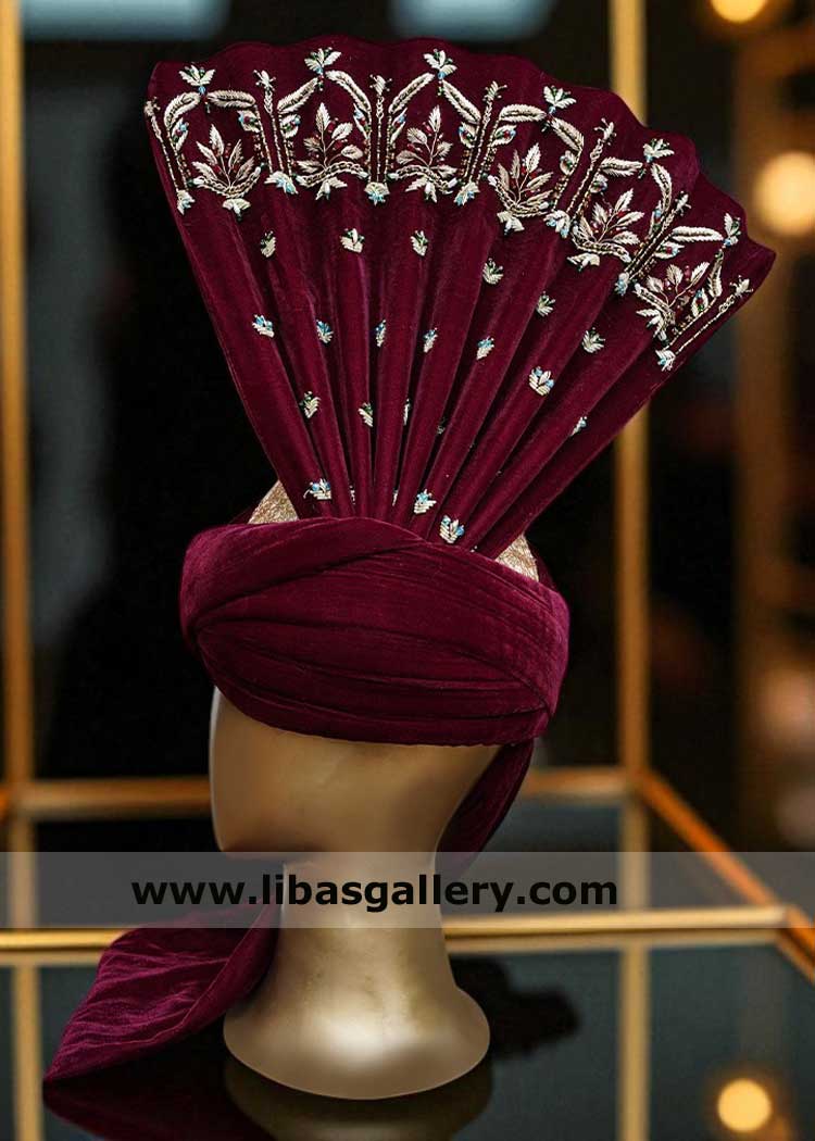 Groom Aitchison Kulla with embroidery on Chinese fan by silver thread to decorate, best Quality Kulla Germany France New York Nashville