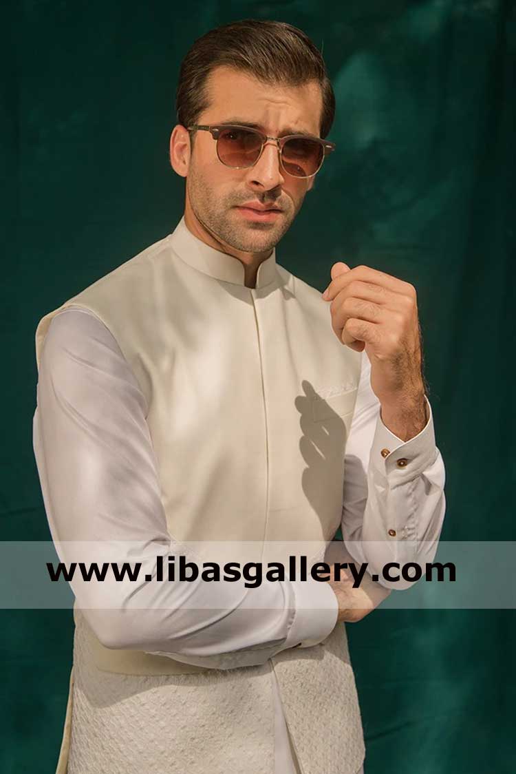 light shade men vest for occasion and family event paired with high quality kurta shalwar suit perth sydney brisbane Australia