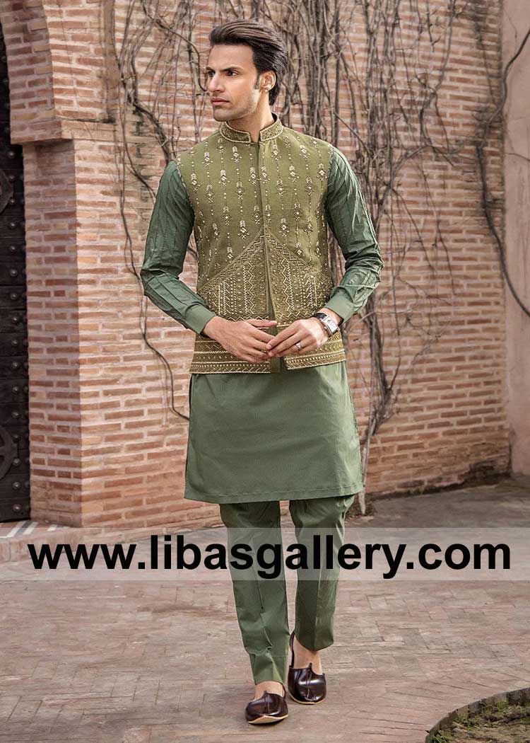 Stunning Olive Green Raw Silk Waist coat is a true work of art intricate hand-embellishments cut dana and thread Chicago Aurora Naperville USA Stunning Olive Green Raw Silk Waist coat is a true work of art intricate hand-embellishments cut dana and thread Chicago Aurora Naperville USA