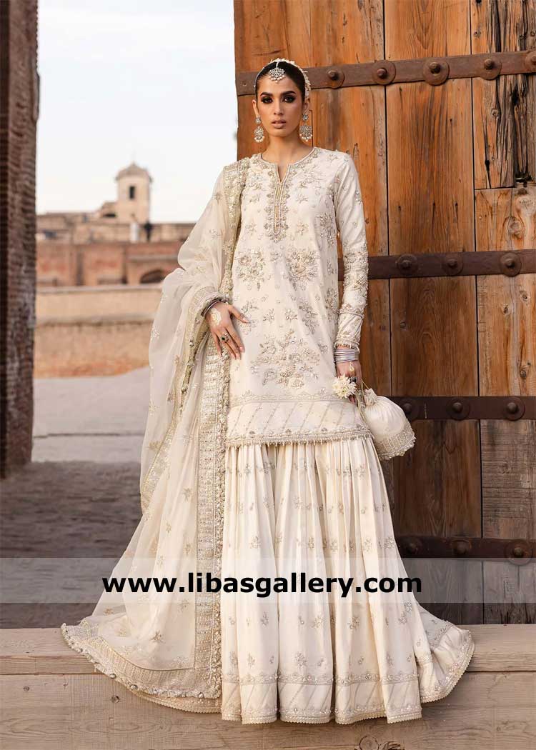 Flared sharara style wedding dress, short shirt wedding dress for women, embroidered wedding dress UK USA Canada Qatar Saudi Arabia